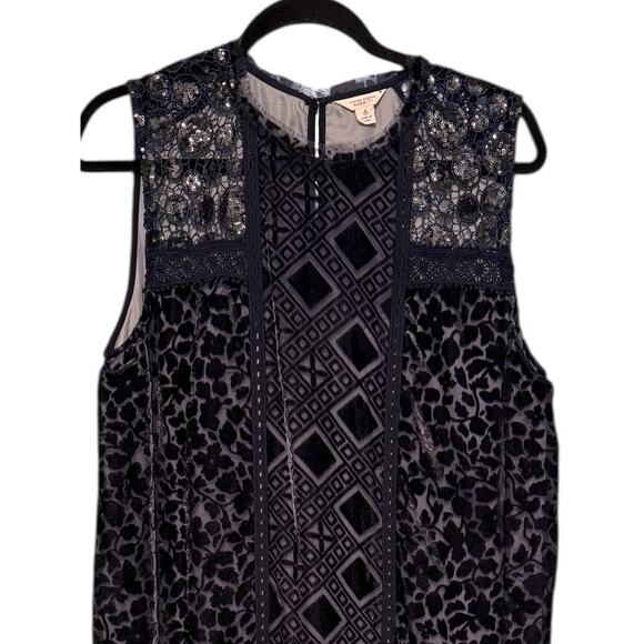 Lucky Brand Navy Burnout Crushed Velvet Navy Dress Sleeveless Small - Picture 7 of 7